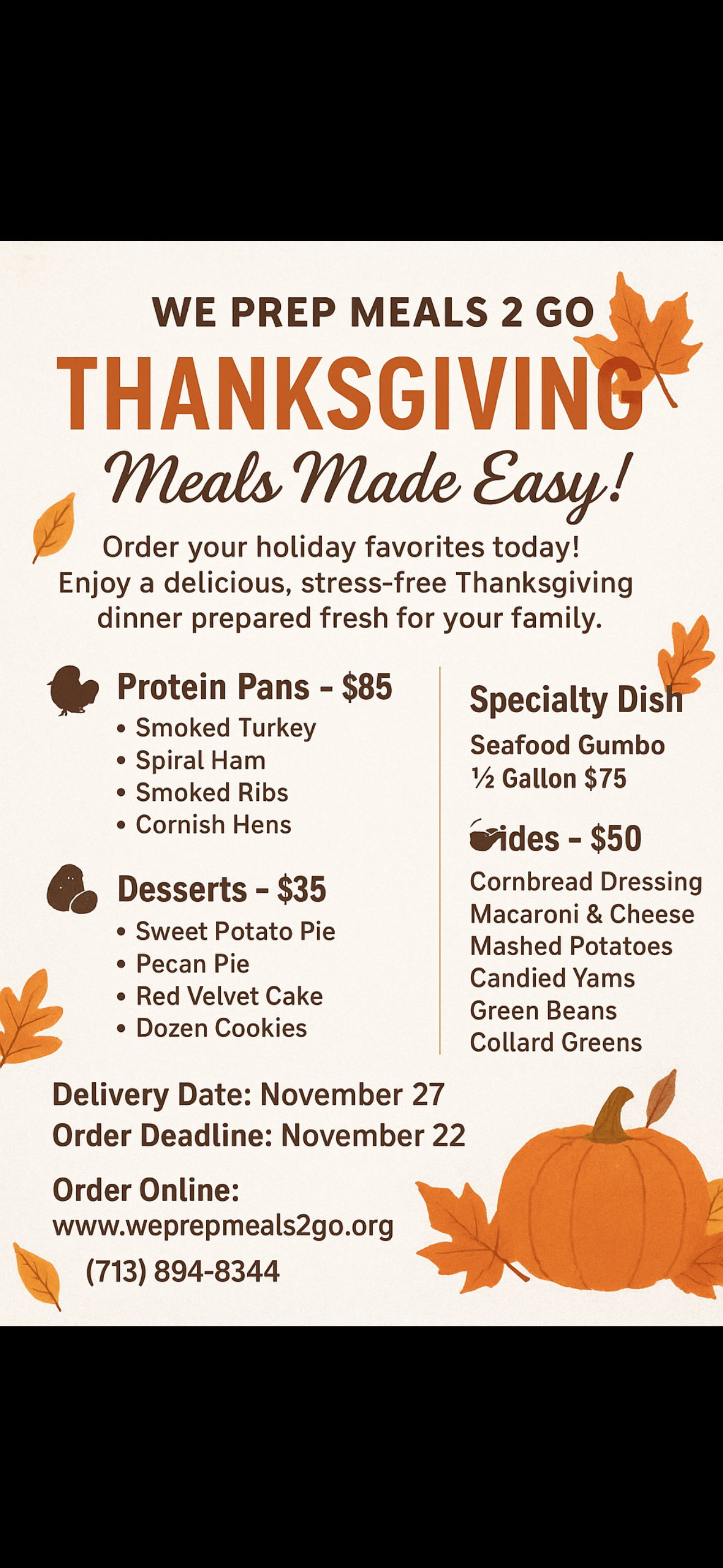 Thanksgiving Proteins and Mains.